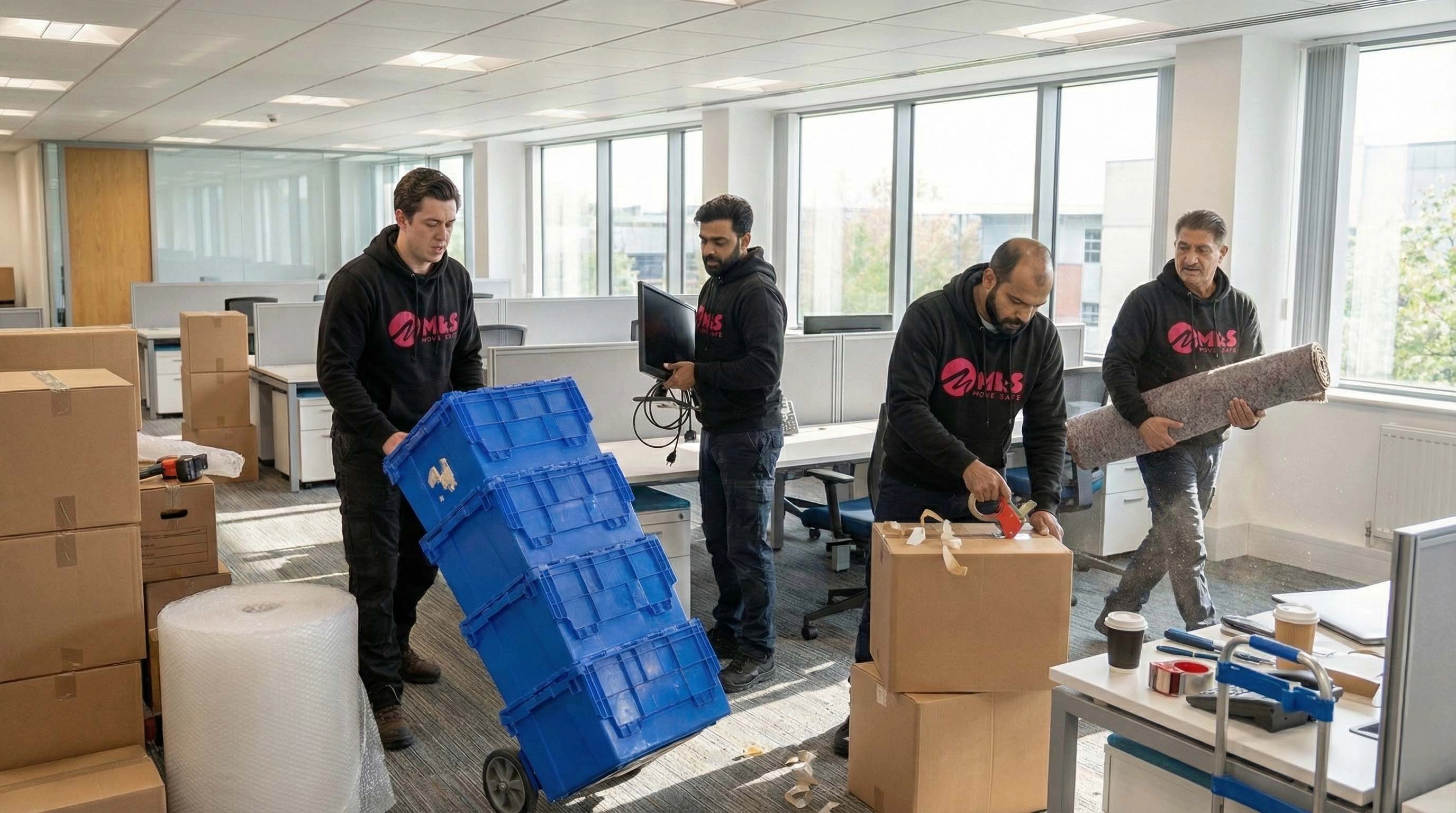 Office Relocation Service | House Removals Liverpool Professional movers handling office equipment during a house removals Liverpool relocation service