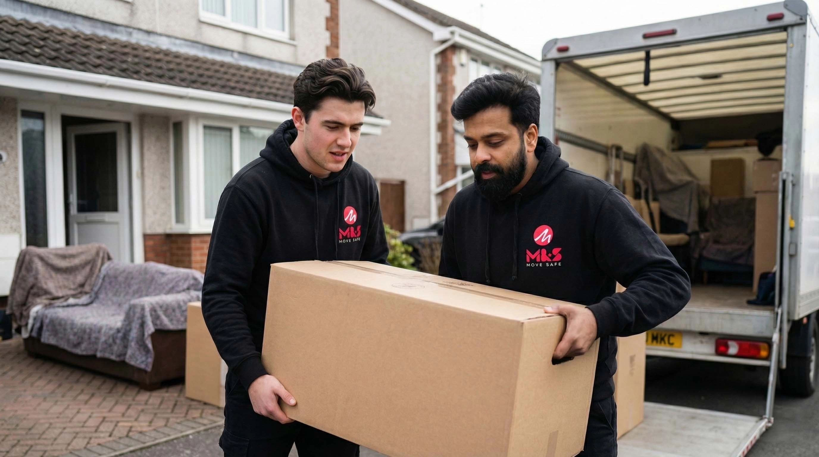 Expert Removals Liverpool Team | M&S Removals Professional removals Liverpool firm loading boxes into a moving van